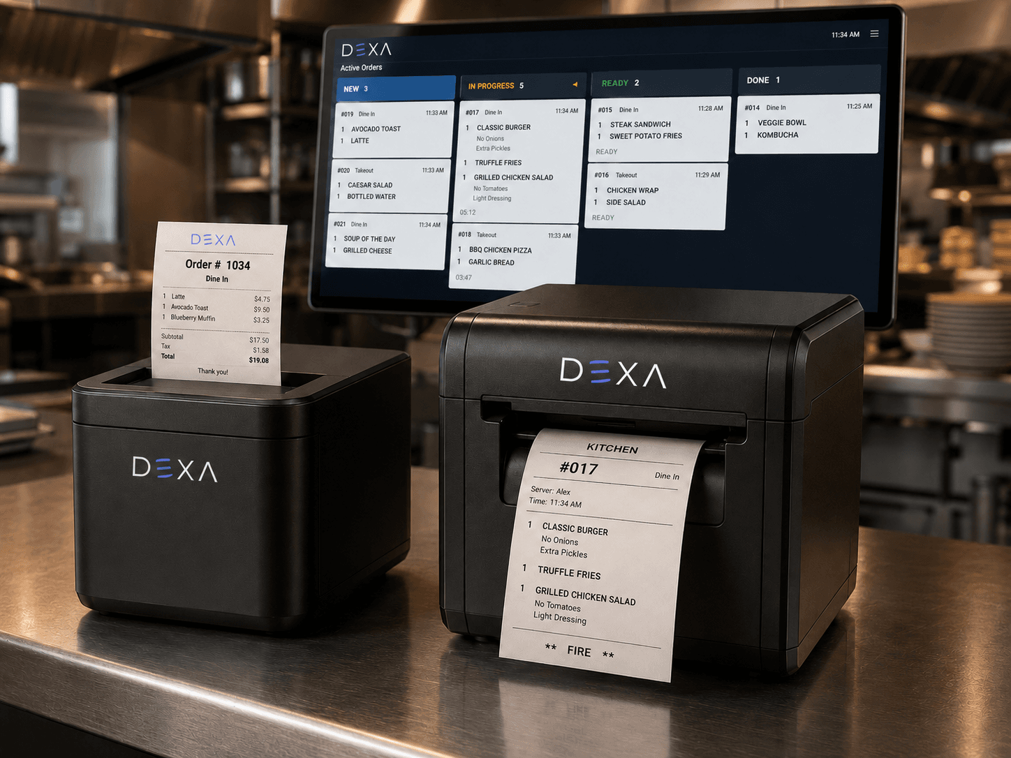DEXA receipt and kitchen printers